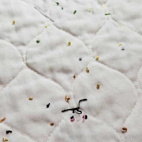 Cottagecore embroidered baby blanket mushroom cat dog flowers - Picture 8 of 12